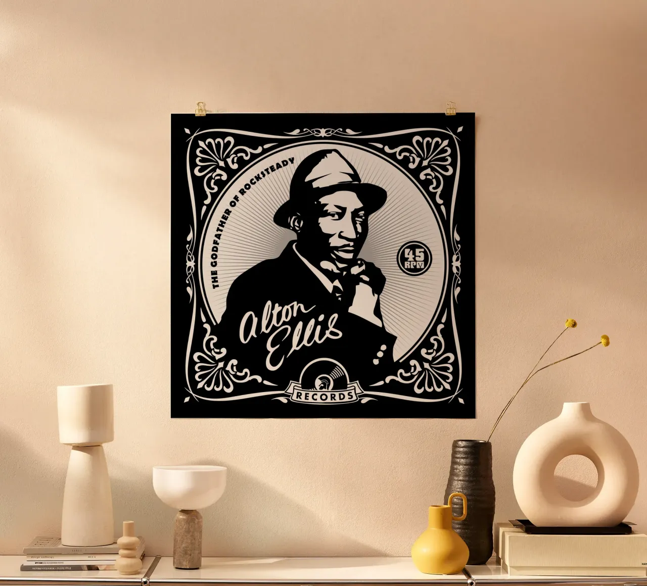 Alton Ellis - Godfather of Rocksteady Poster mit Aluminium Rahmen von kiwirsemplok