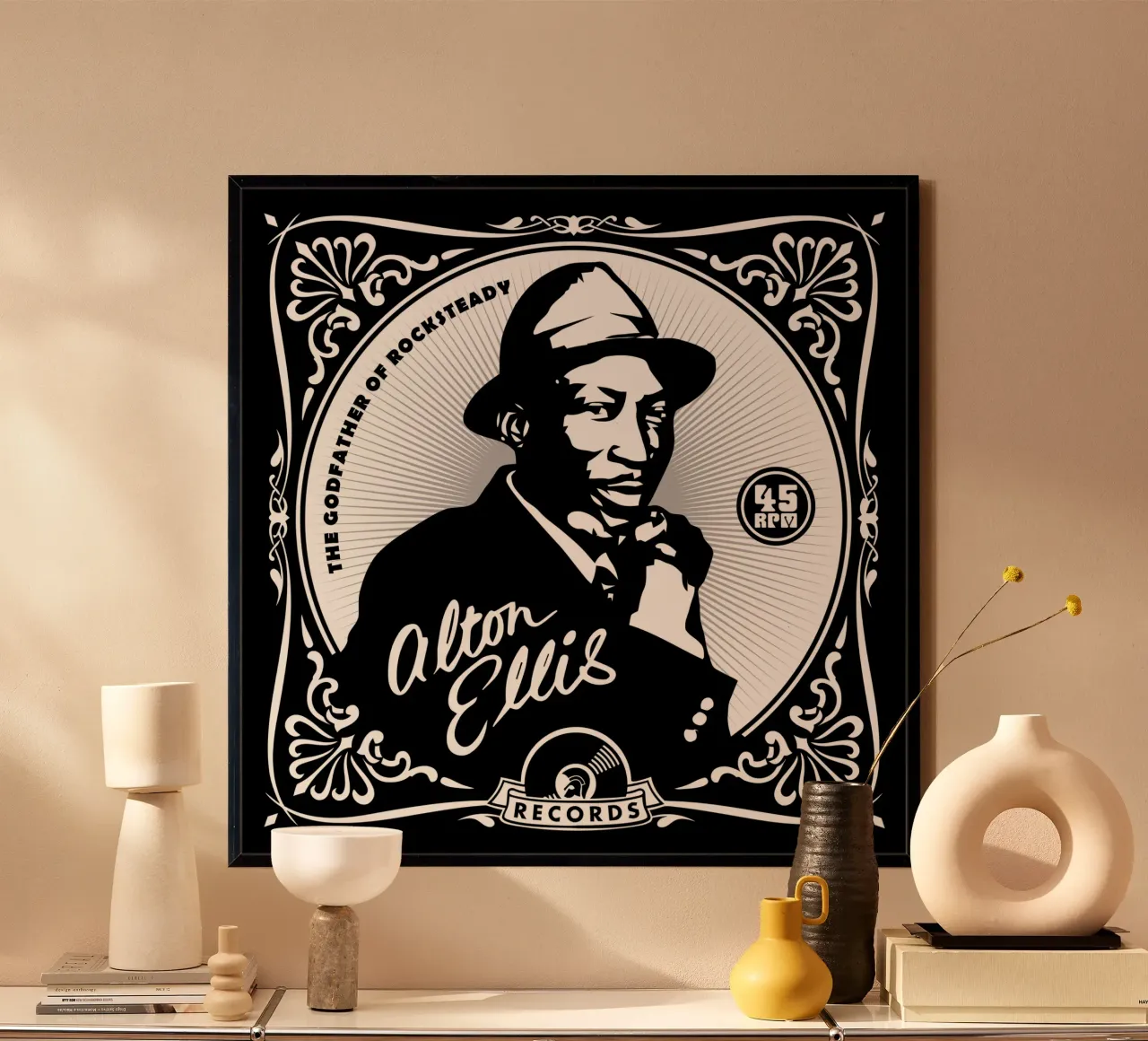 Alton Ellis - Godfather of Rocksteady Poster mit Aluminium Rahmen von kiwirsemplok