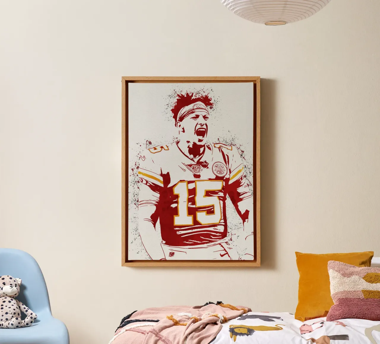 Patrick Mahomes tela con Cornice a cassetta da tenten