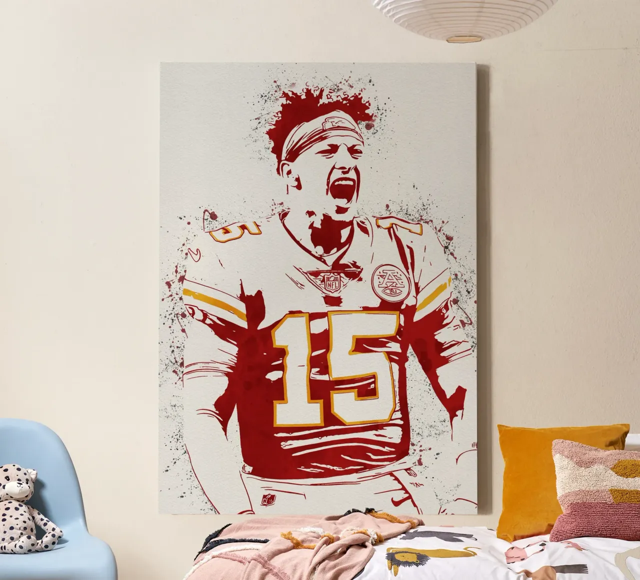 Patrick Mahomes tela con Cornice a cassetta da tenten