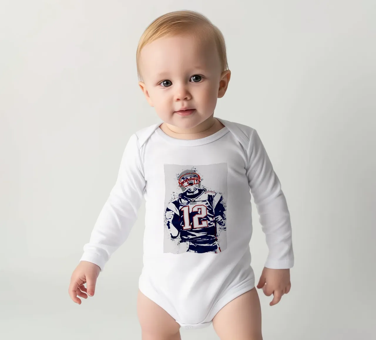 Tom Brady 1 long-sleeve baby romper by tenten