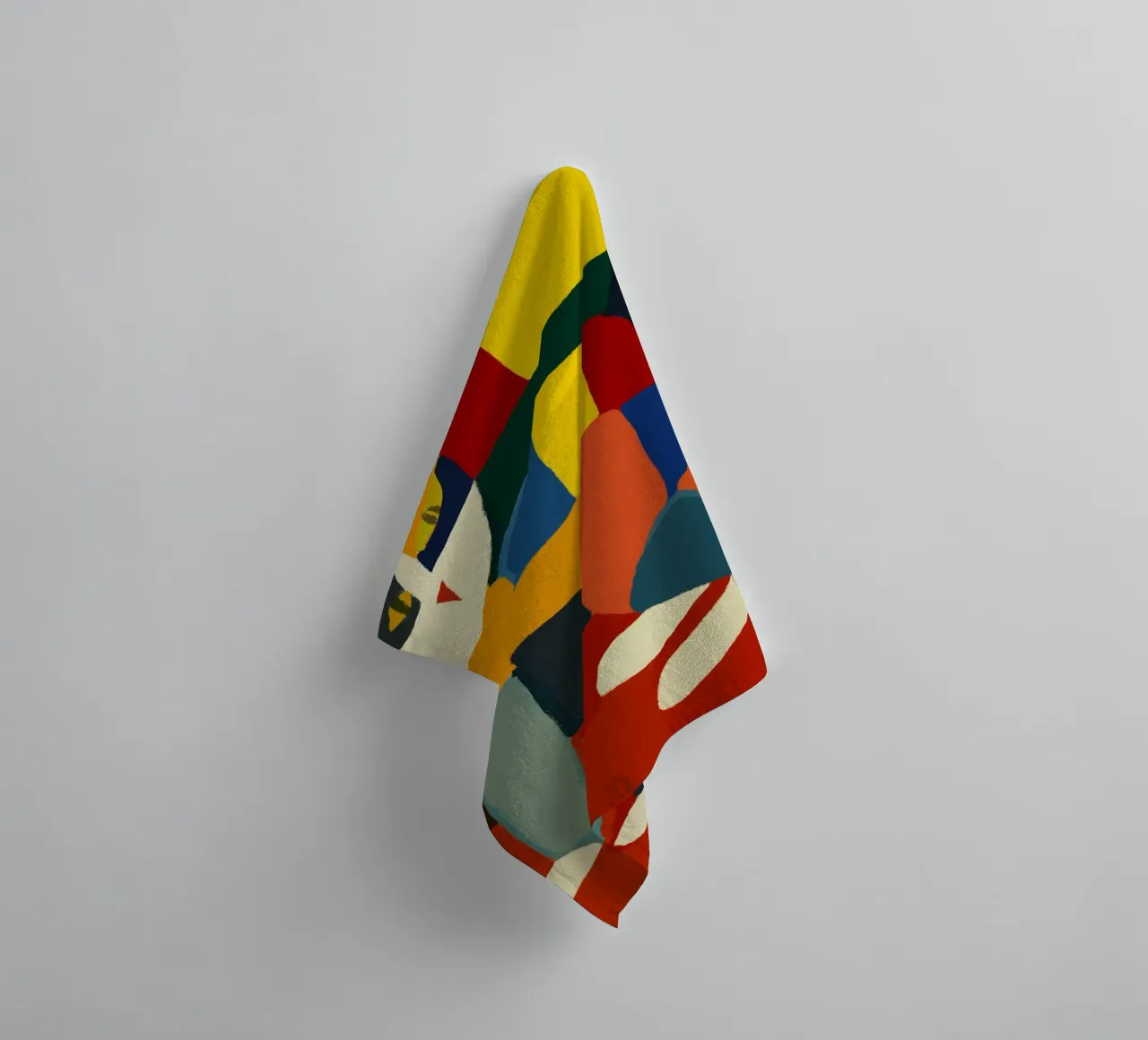 Cubism cat portrait towel by Little Dean