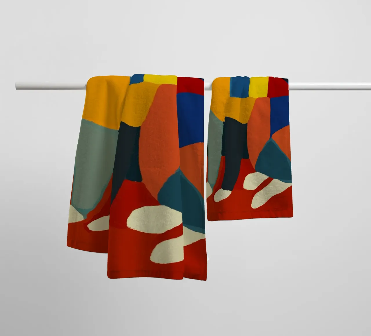 Cubism cat portrait towel by Little Dean