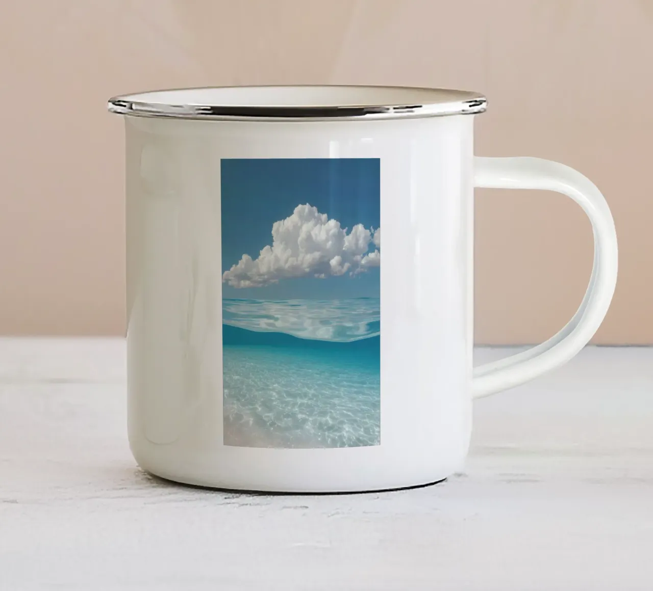 Oceano e cielo tropicale tazza in smalto da Indigo Tides Art