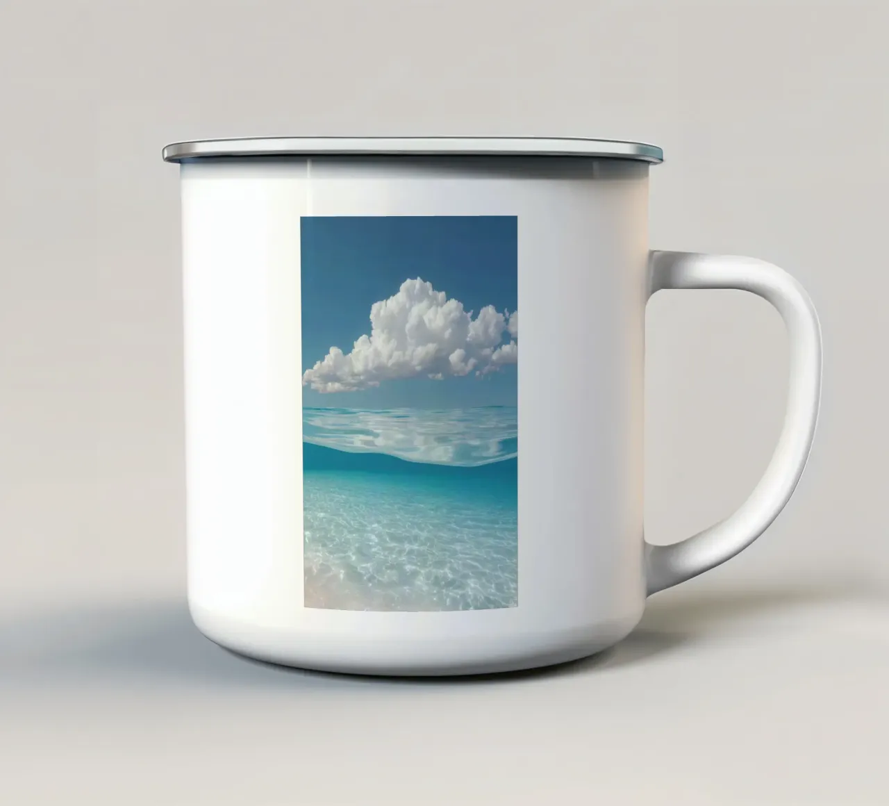 Oceano e cielo tropicale tazza in smalto da Indigo Tides Art