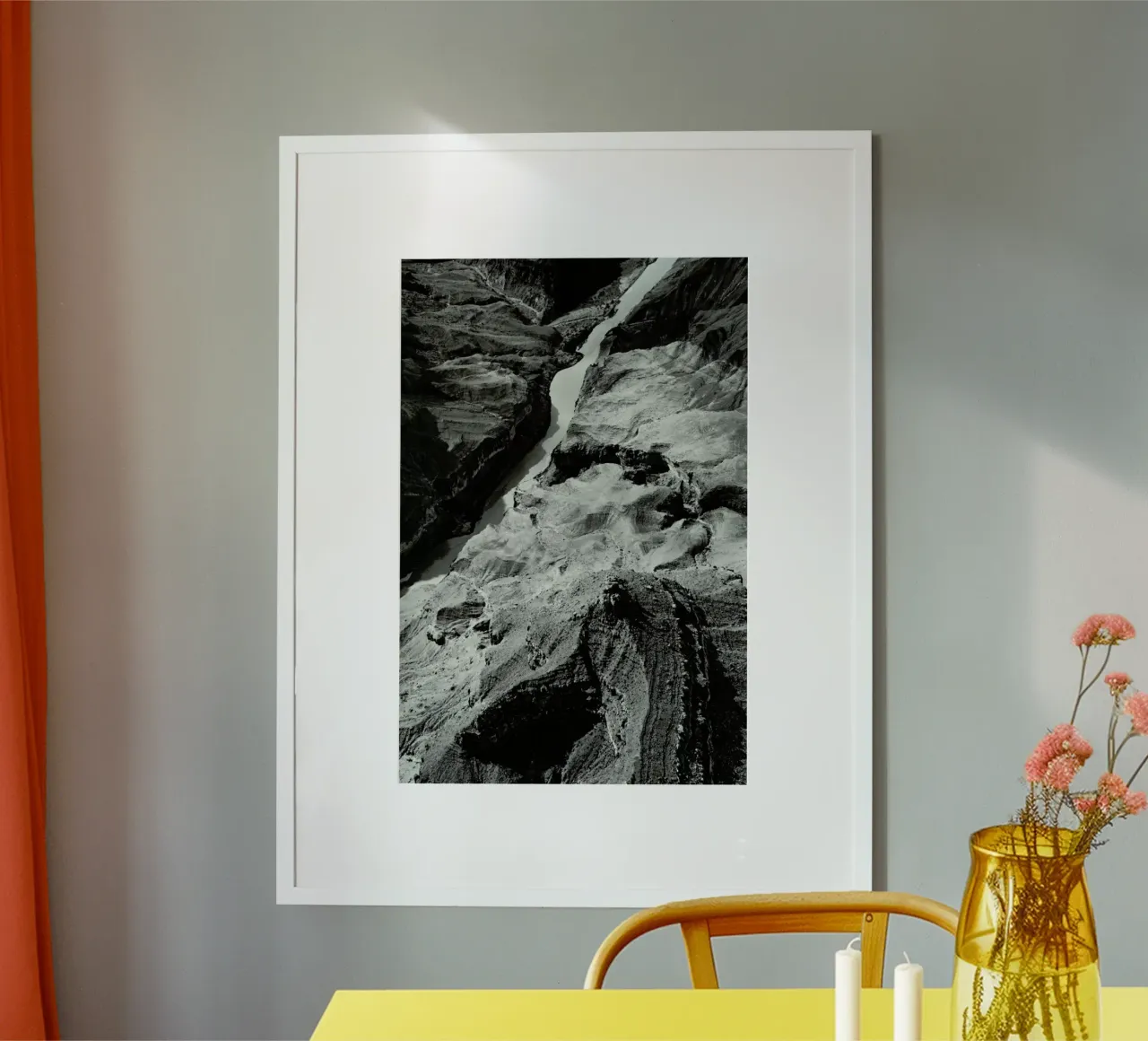 Abstract Grand Canyon Landscape BW poster con telaio in alluminio da Sebastian Hilgetag
