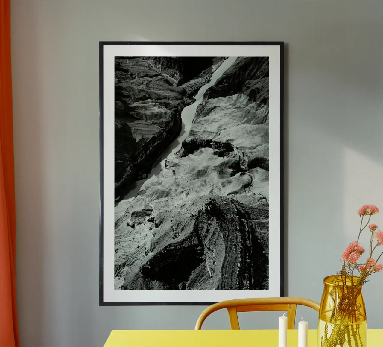 Abstract Grand Canyon Landscape BW poster con telaio in alluminio da Sebastian Hilgetag