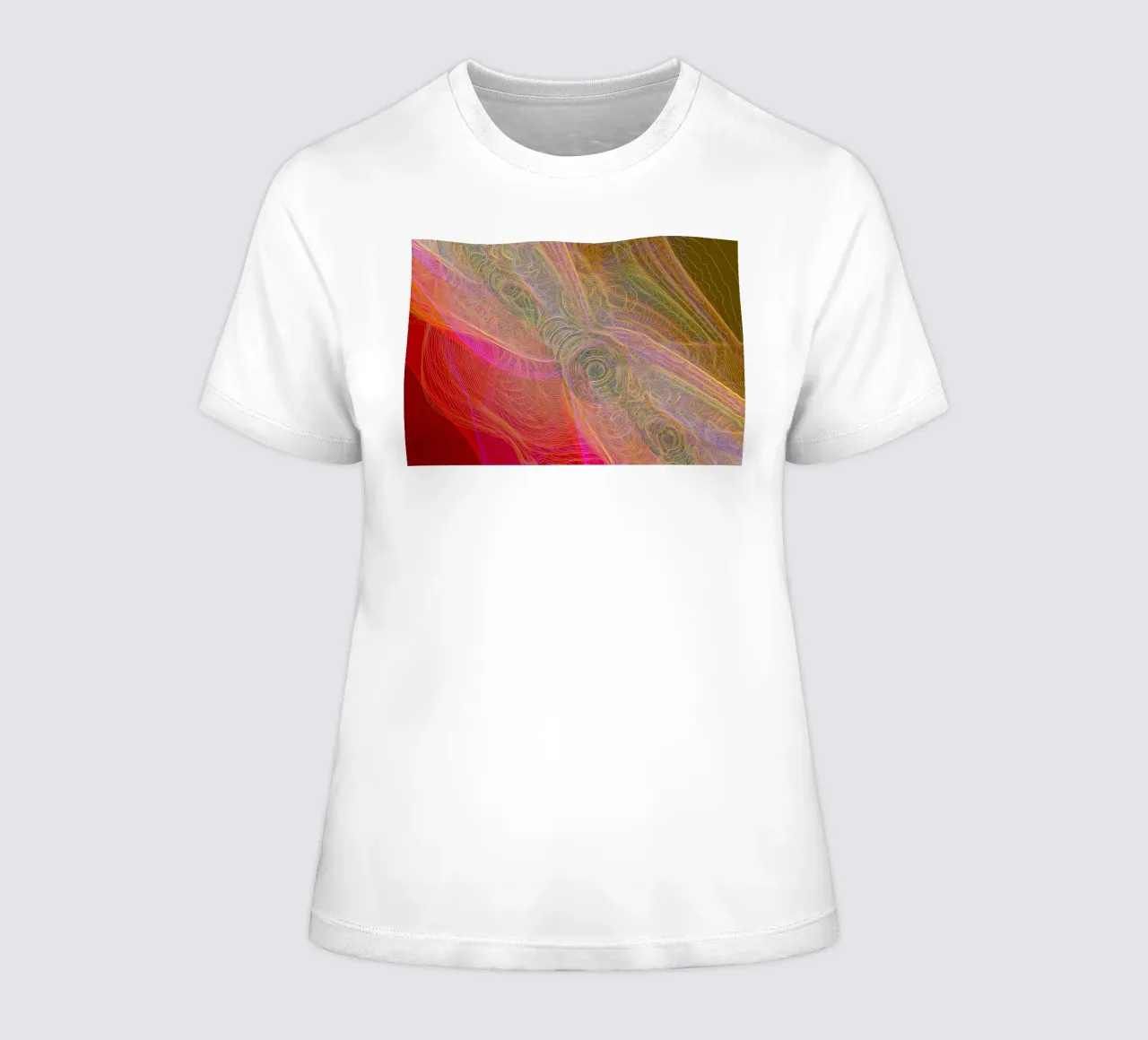 Illusione di linee e forme in colori rossastri t-shirt da donna da Gürsel Yesil Digital Art