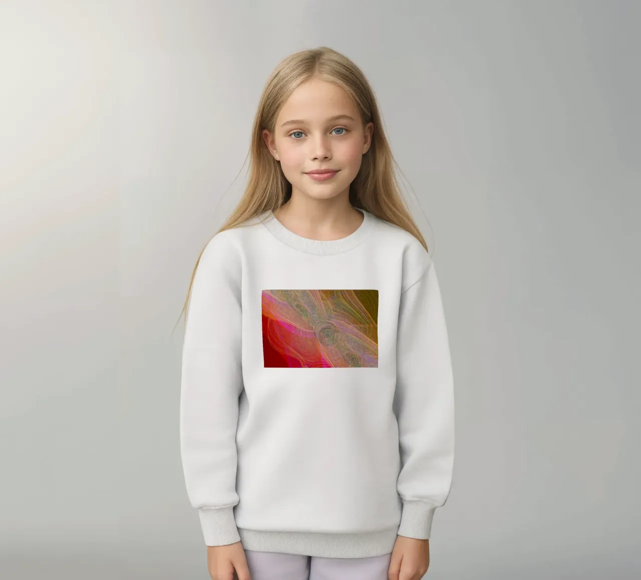 Illusion of lines and shapes in reddish colours kids sweatshirt by Gürsel Yesil Digital Art