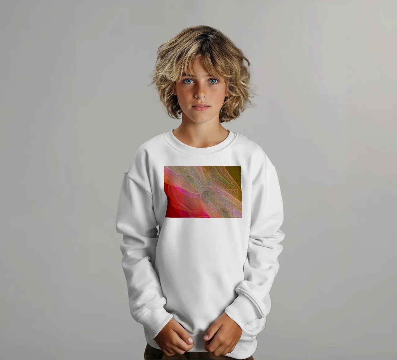Illusion of lines and shapes in reddish colours kids sweatshirt by Gürsel Yesil Digital Art