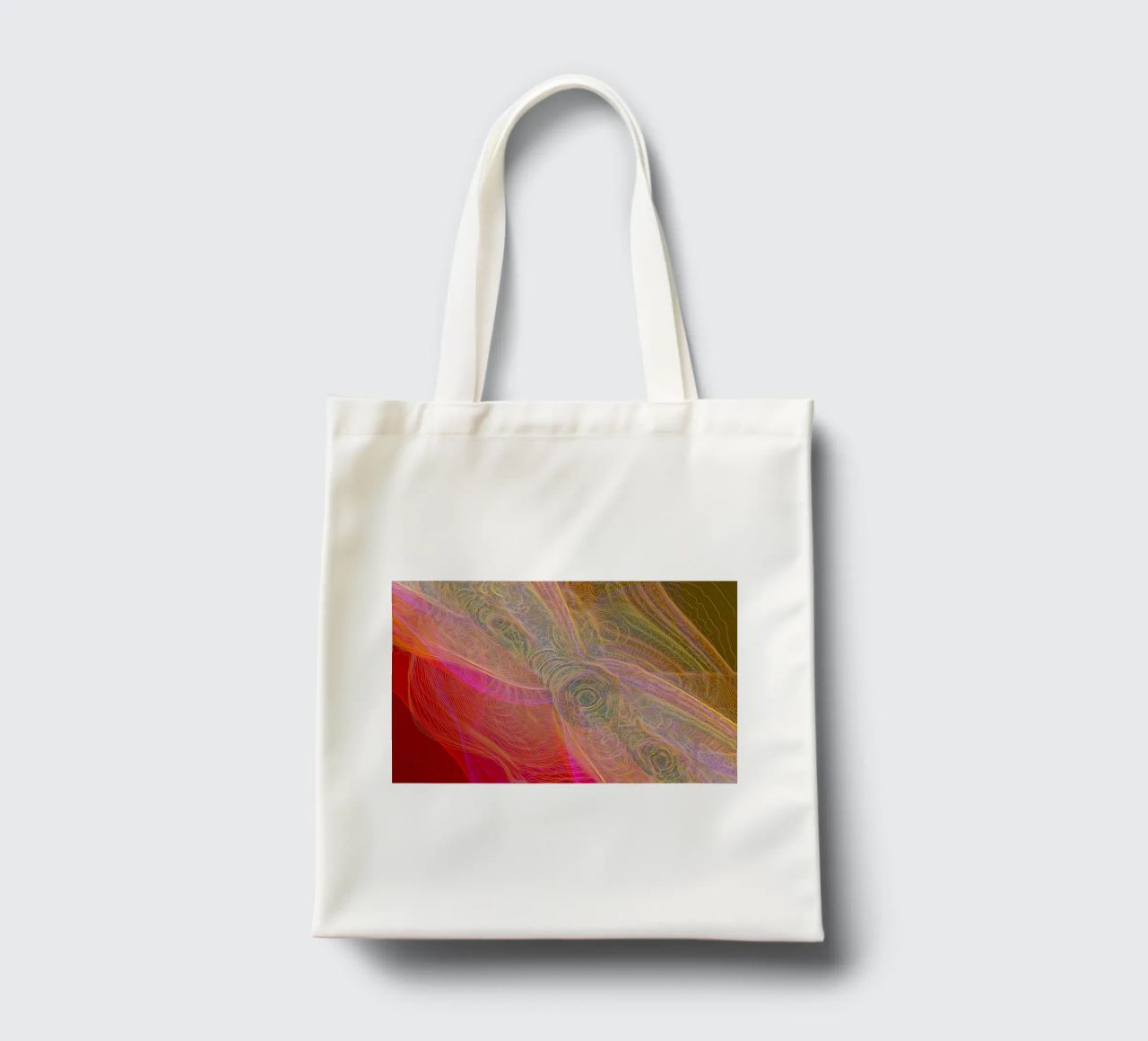 Illusione di linee e forme in colori rossastri borsa in juta da Gürsel Yesil Digital Art