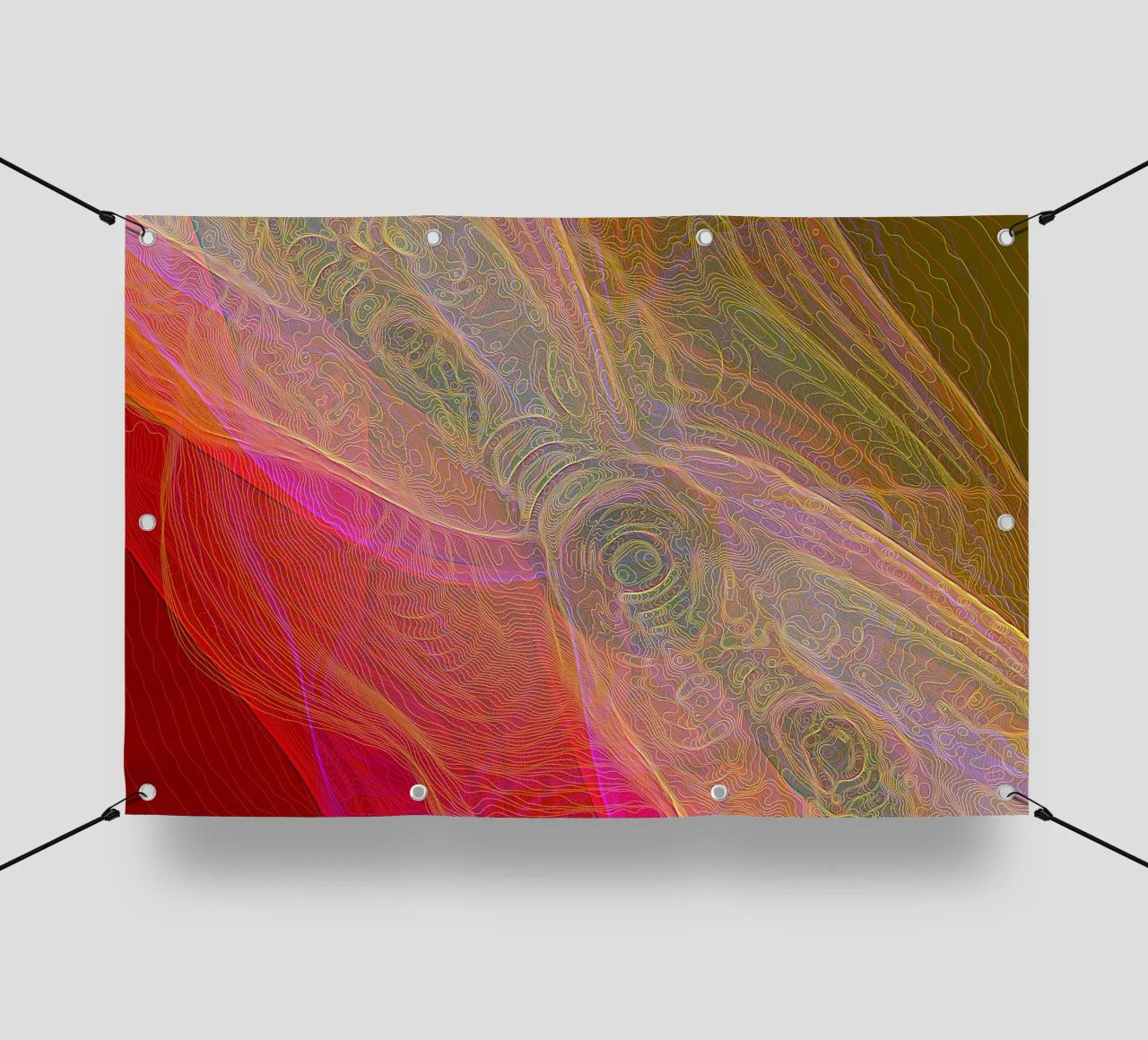 Illusione di linee e forme in colori rossastri telo in pvc da Gürsel Yesil Digital Art