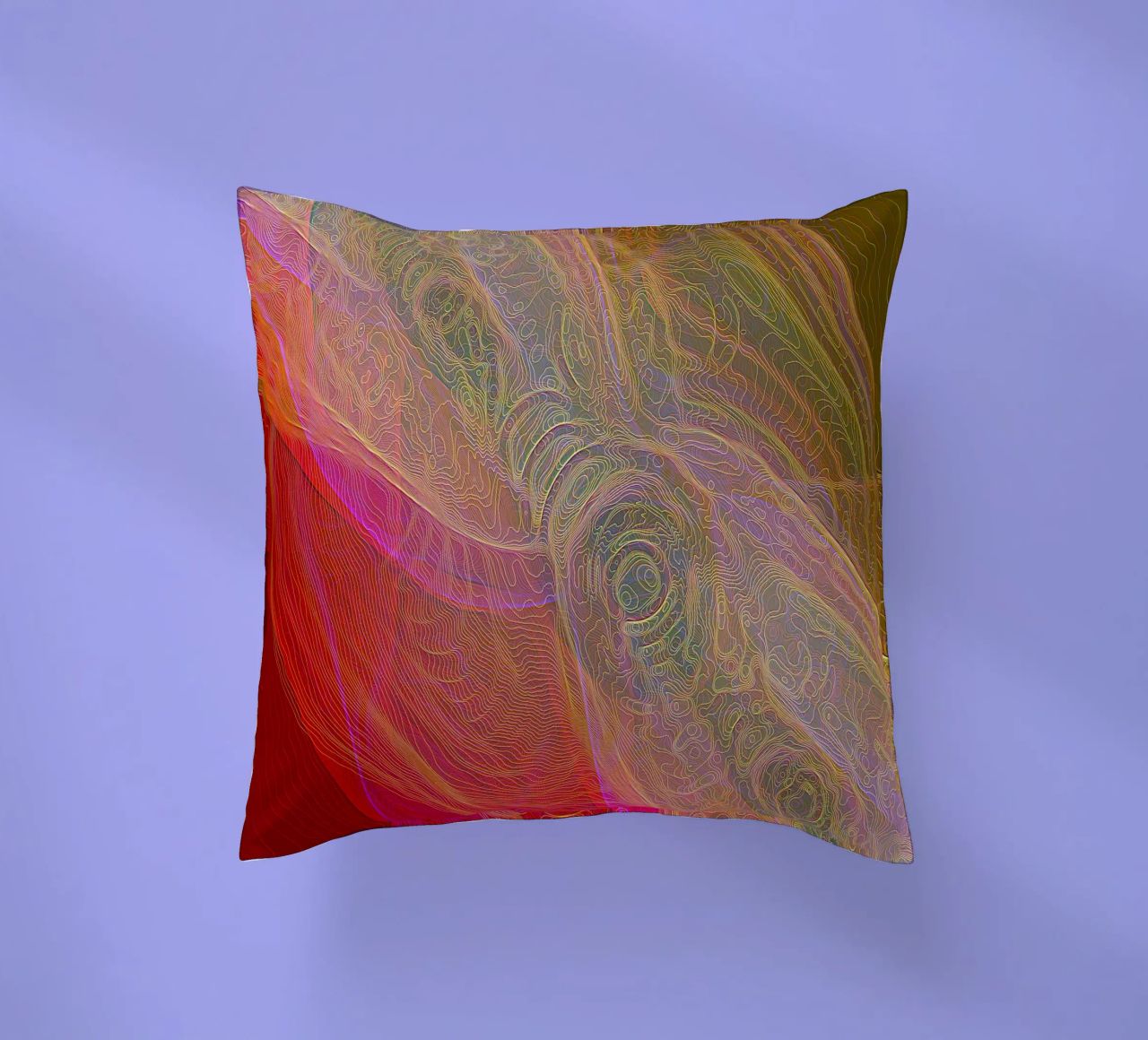 Illusione di linee e forme in colori rossastri cuscino da Gürsel Yesil Digital Art