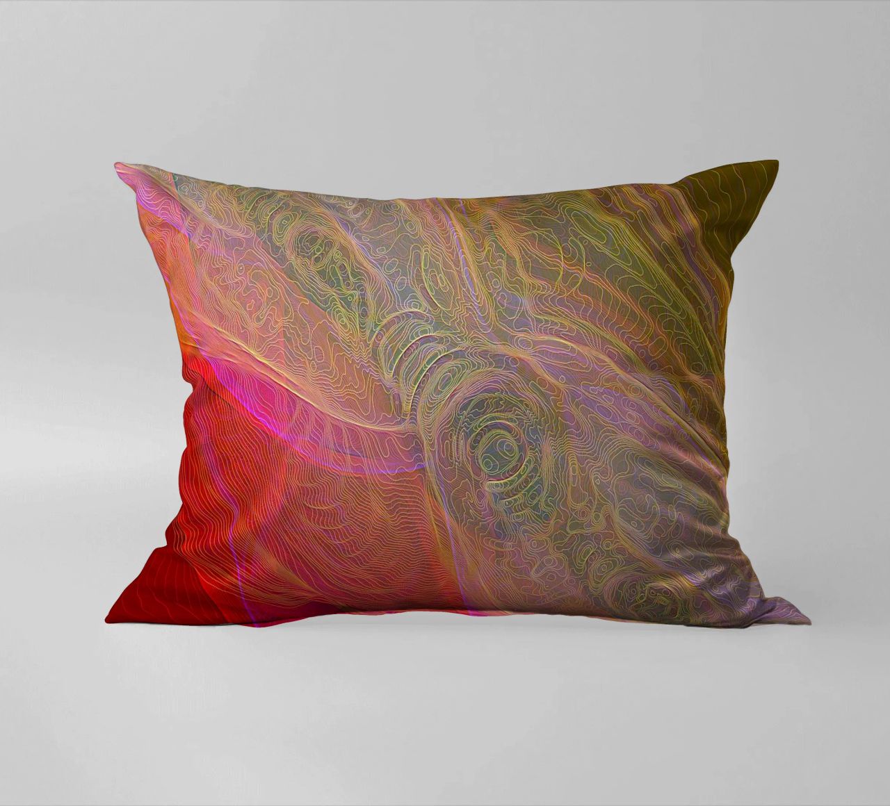 Illusione di linee e forme in colori rossastri cuscino da Gürsel Yesil Digital Art