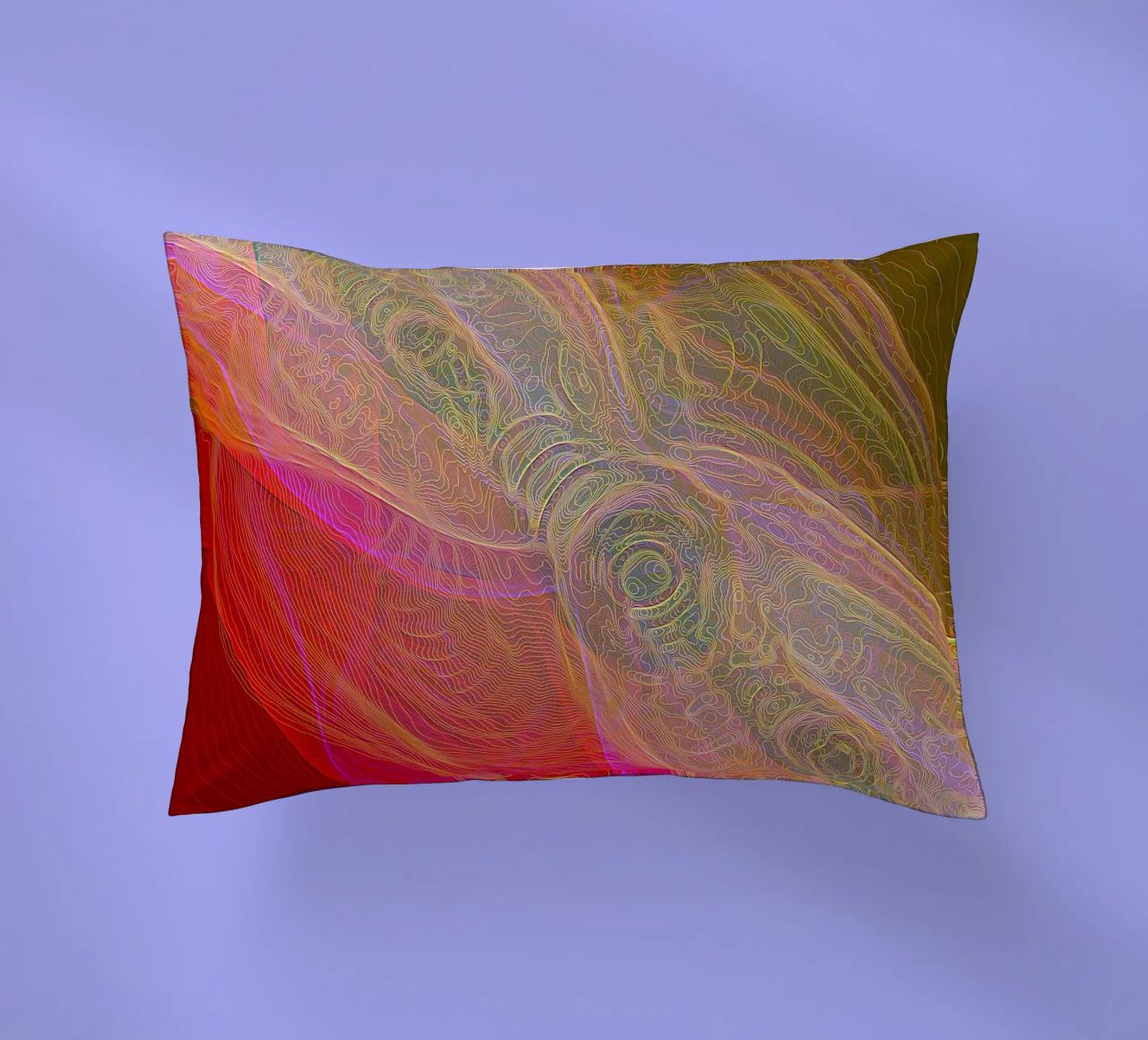 Illusione di linee e forme in colori rossastri cuscino da Gürsel Yesil Digital Art