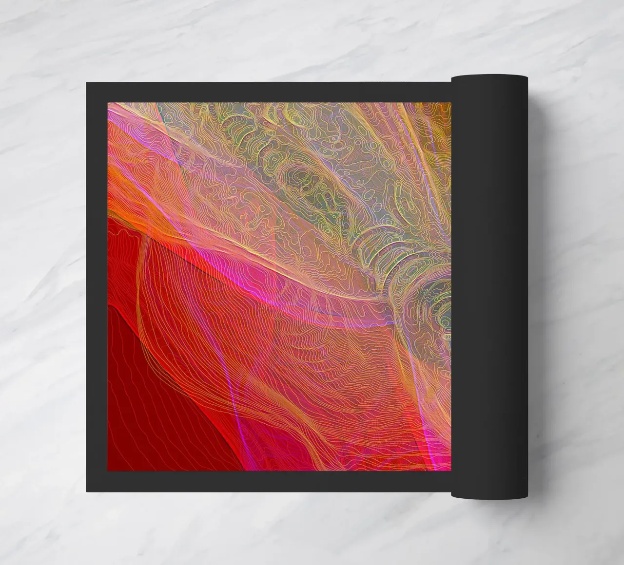 Ilusión de líneas y formas en colores rojizos felpudo de Gürsel Yesil Digital Art