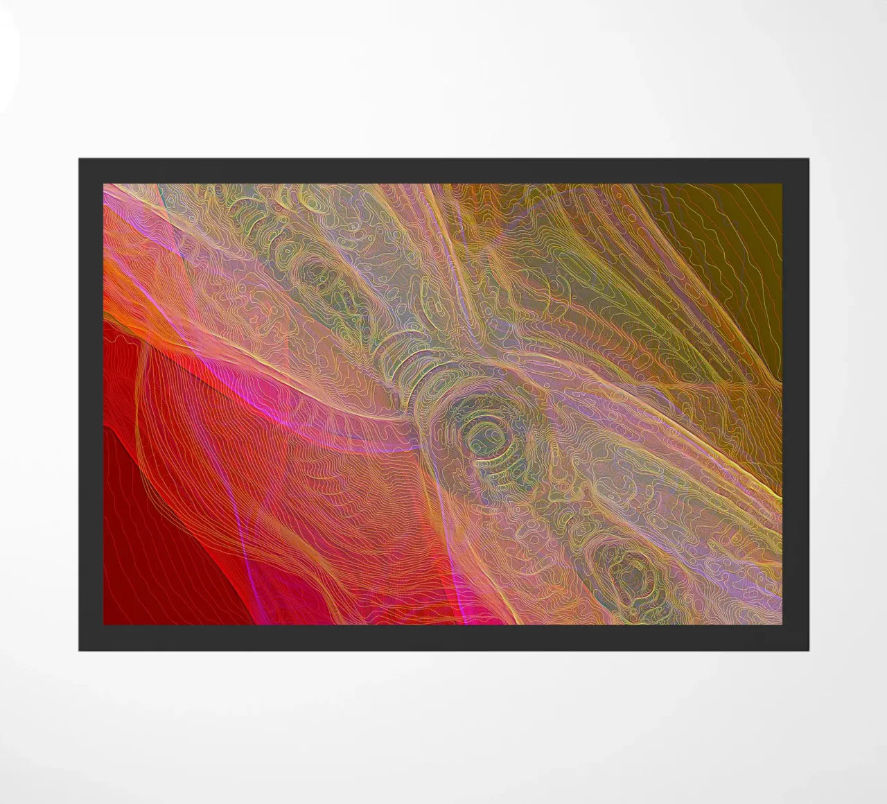 Ilusión de líneas y formas en colores rojizos felpudo de Gürsel Yesil Digital Art