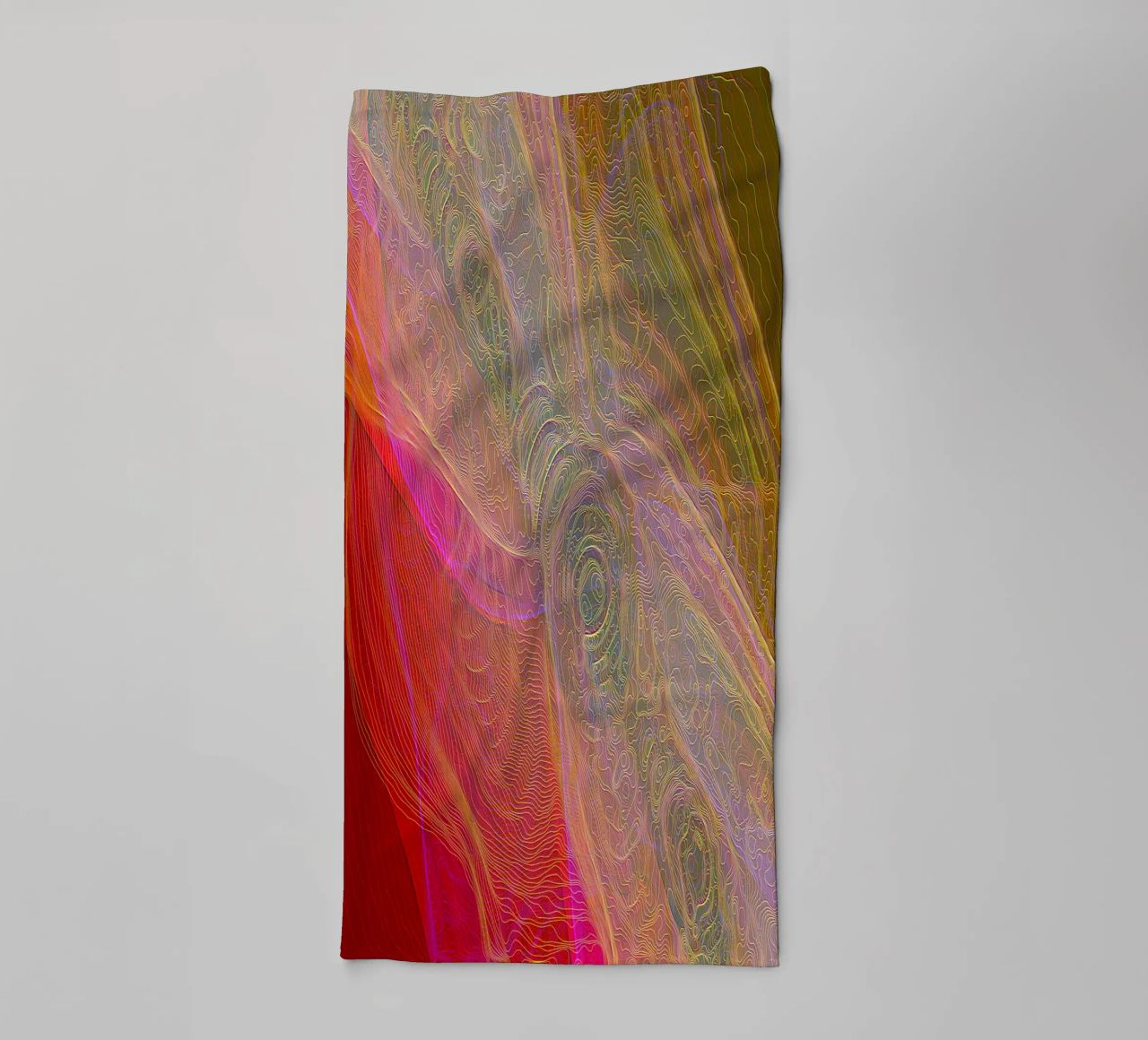 Illusion of lines and shapes in reddish colours towel by Gürsel Yesil Digital Art