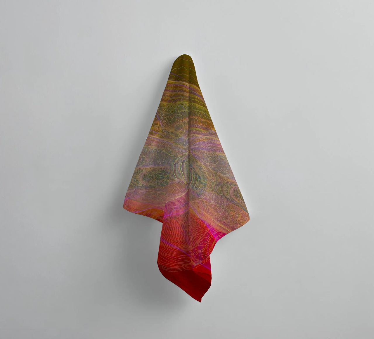 Illusion of lines and shapes in reddish colours towel by Gürsel Yesil Digital Art