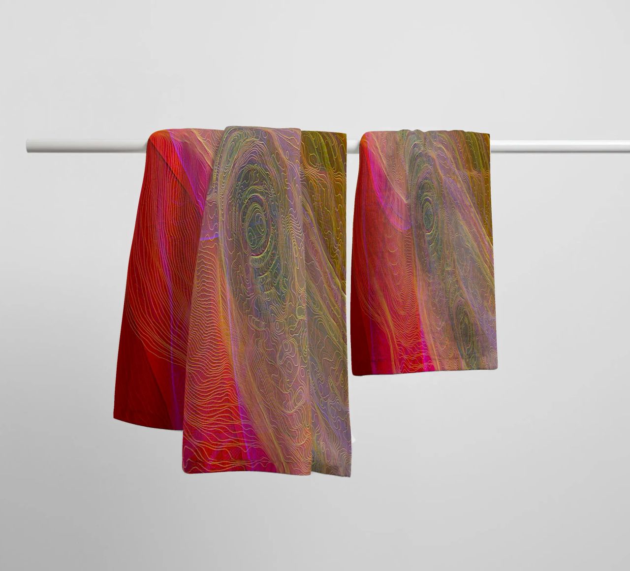 Illusion of lines and shapes in reddish colours towel by Gürsel Yesil Digital Art