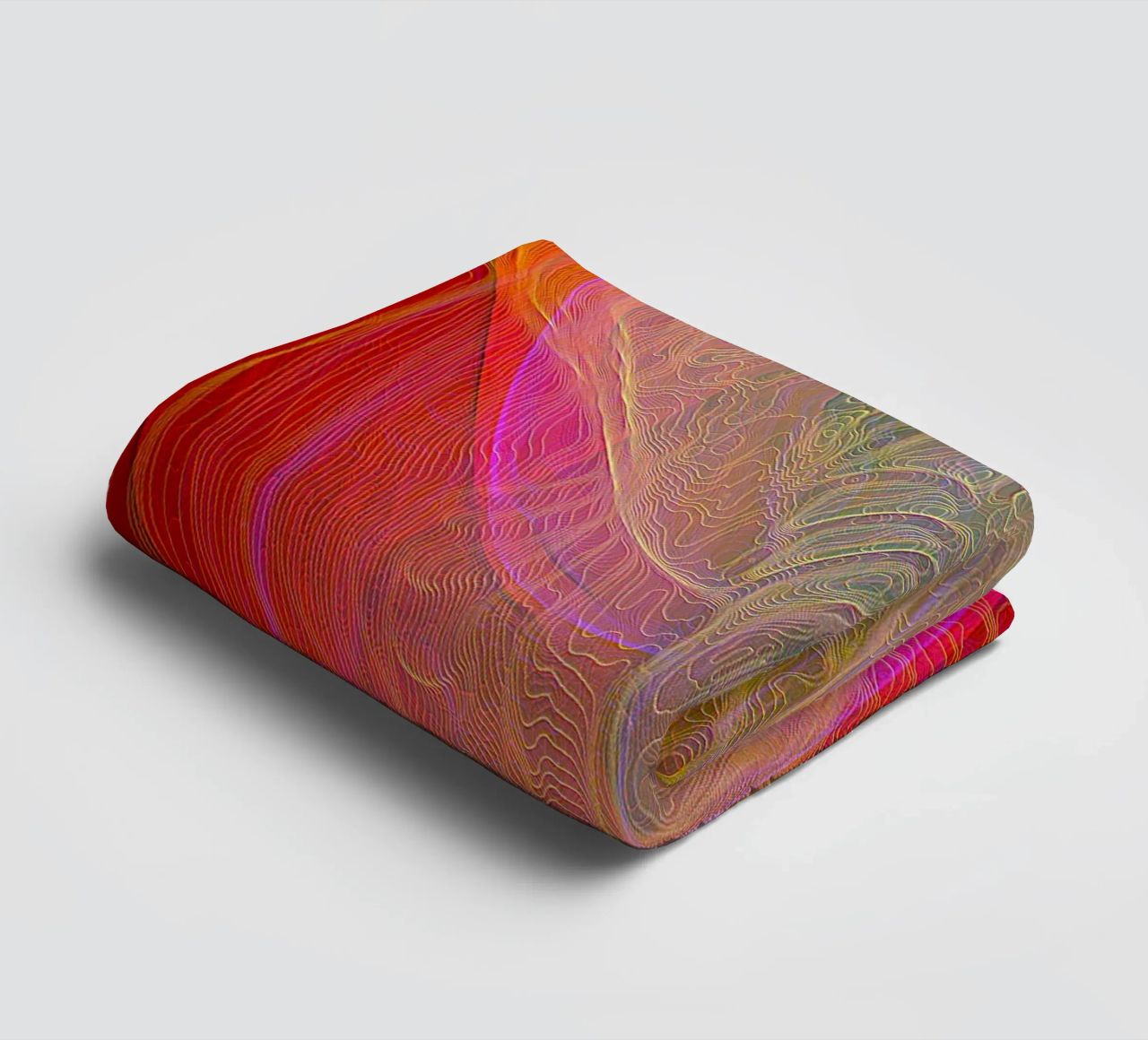 Illusion of lines and shapes in reddish colours towel by Gürsel Yesil Digital Art