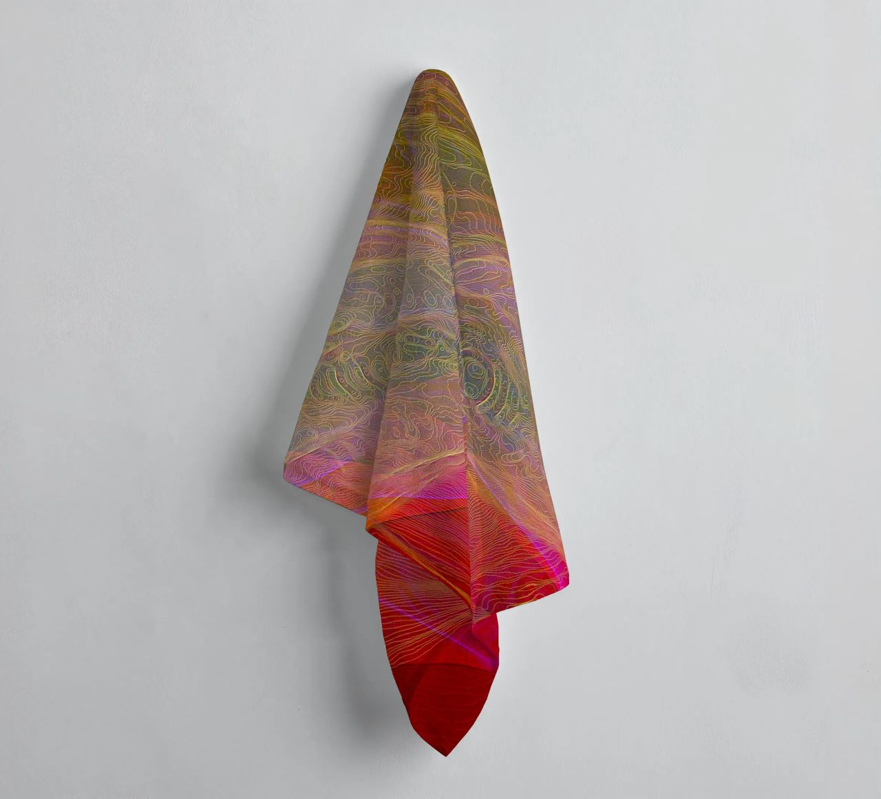 Illusion of lines and shapes in reddish colours towel by Gürsel Yesil Digital Art