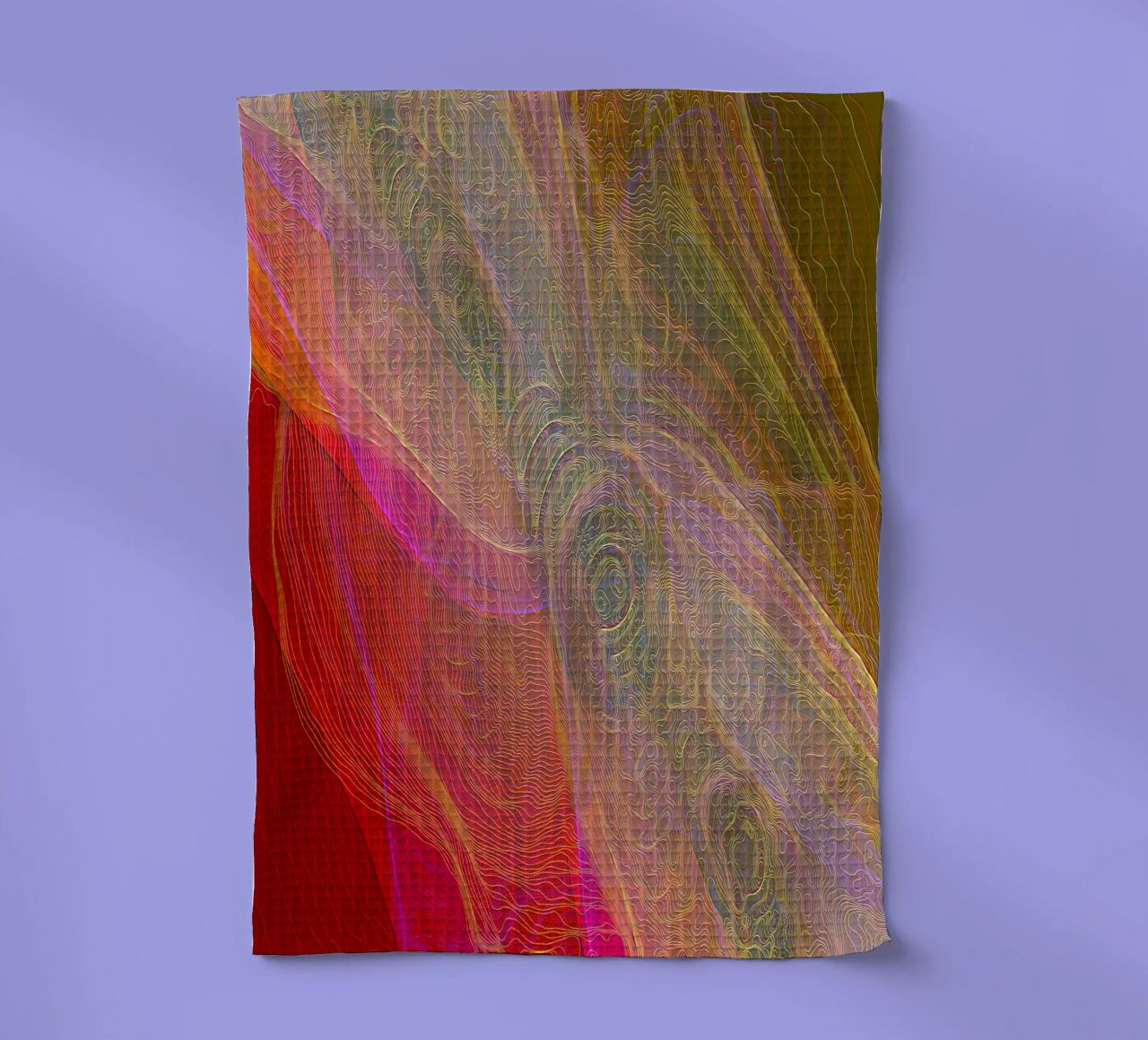 Illusione di linee e forme in colori rossastri canovaccio da cucina da Gürsel Yesil Digital Art