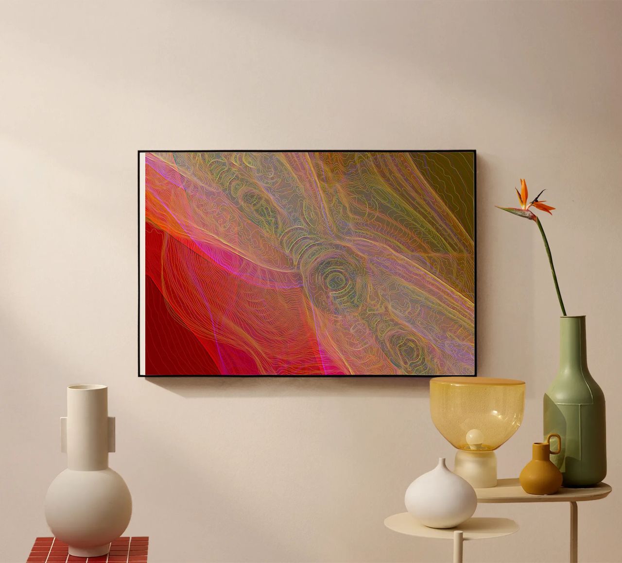 Illusione di linee e forme in colori rossastri plexiglass da Gürsel Yesil Digital Art