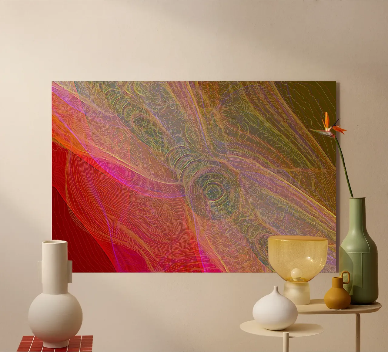 Illusione di linee e forme in colori rossastri plexiglass da Gürsel Yesil Digital Art