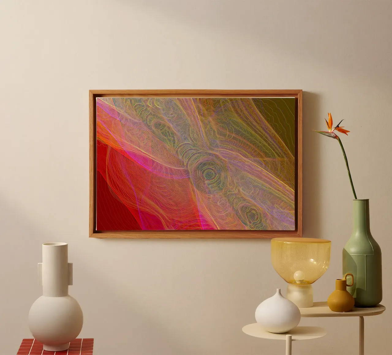 Illusion de lignes et de formes dans des tons rougeâtres toile de Gürsel Yesil Digital Art