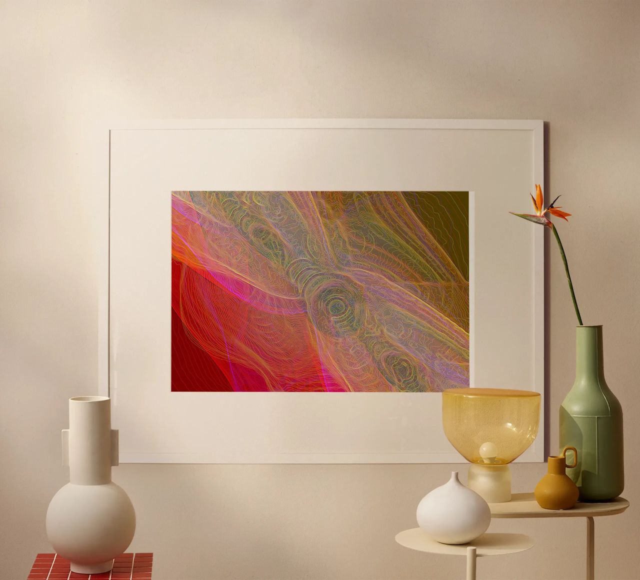 Illusione di linee e forme in colori rossastri carta hahnemühle da Gürsel Yesil Digital Art