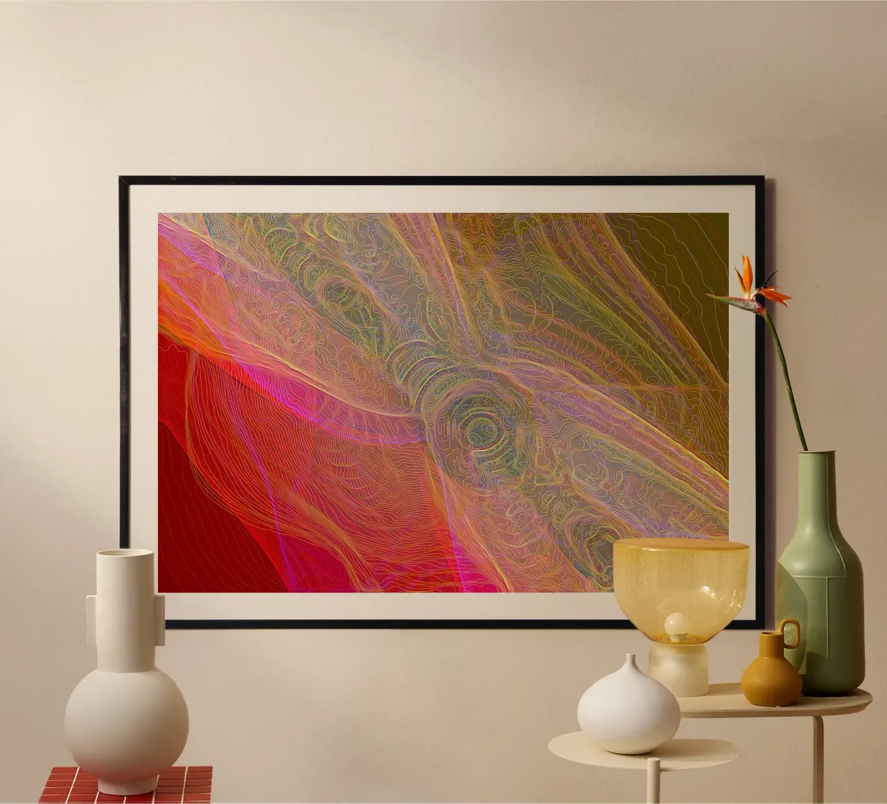 Illusione di linee e forme in colori rossastri carta hahnemühle da Gürsel Yesil Digital Art