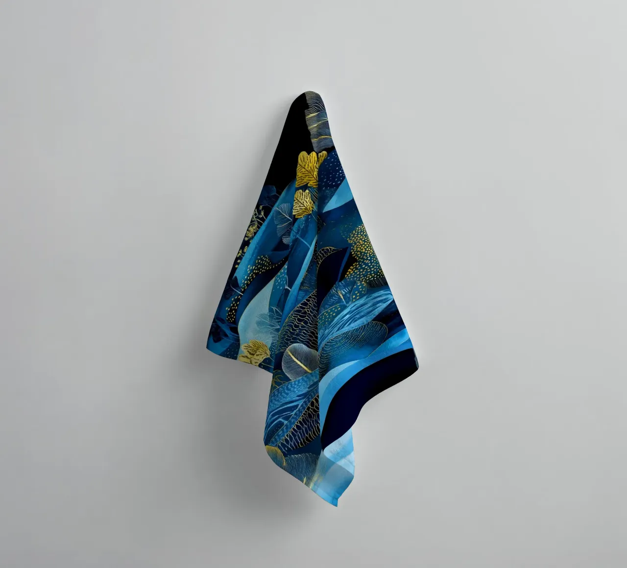 Blue lines landscape towel by Justyna Jaszke JBJart
