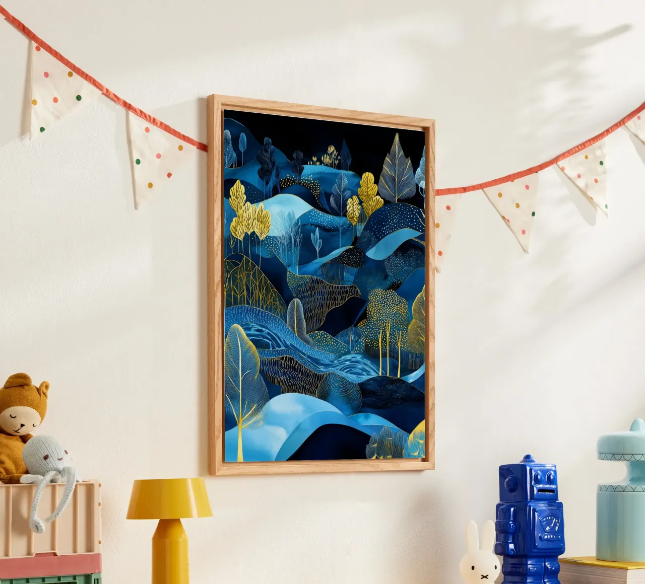 Paisaje de líneas azules metacrilato de Justyna Jaszke JBJart