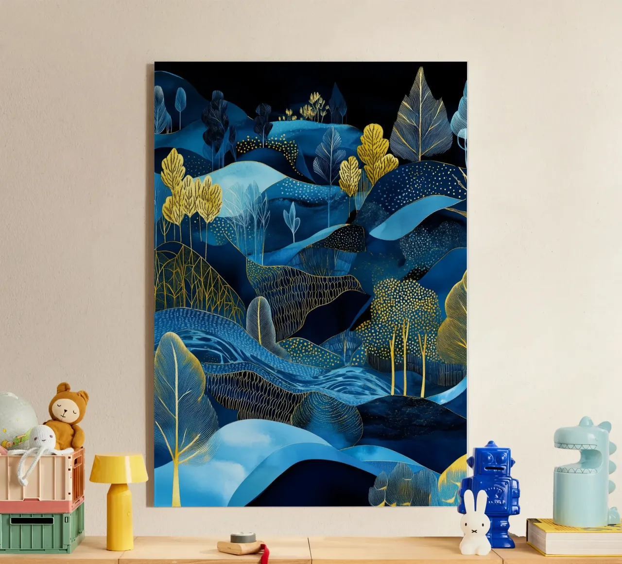 Paisaje de líneas azules metacrilato de Justyna Jaszke JBJart
