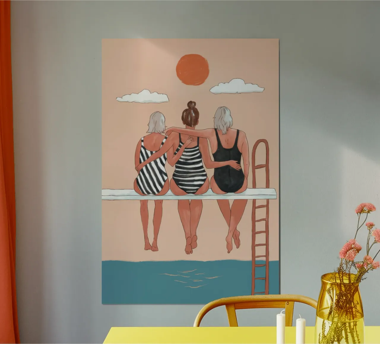 La beatitudine della sorellanza al tramonto poster con telaio in legno da Aurora Muse