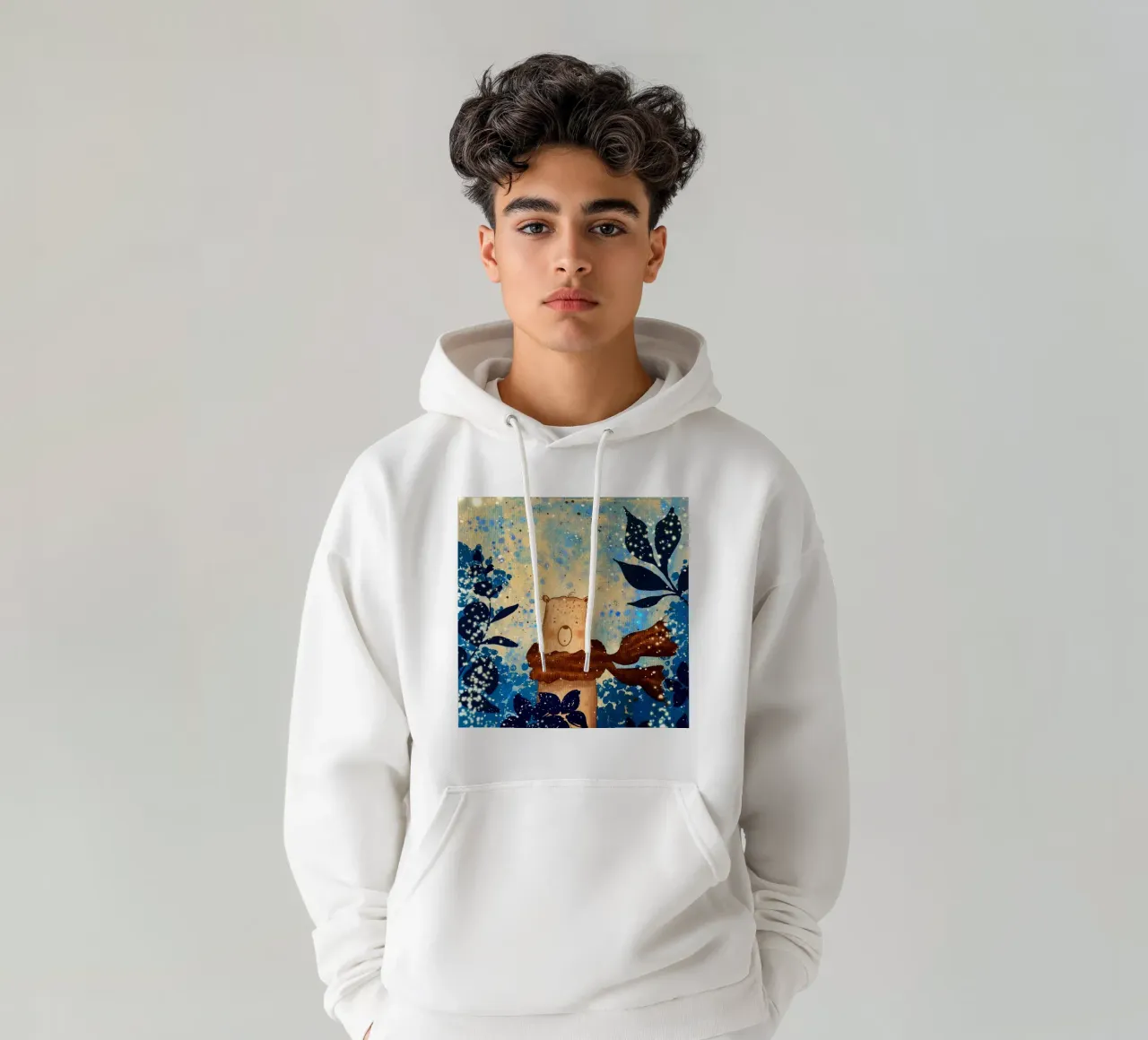 sciarpa con orso felpa con cappuccio da NEW LIFE