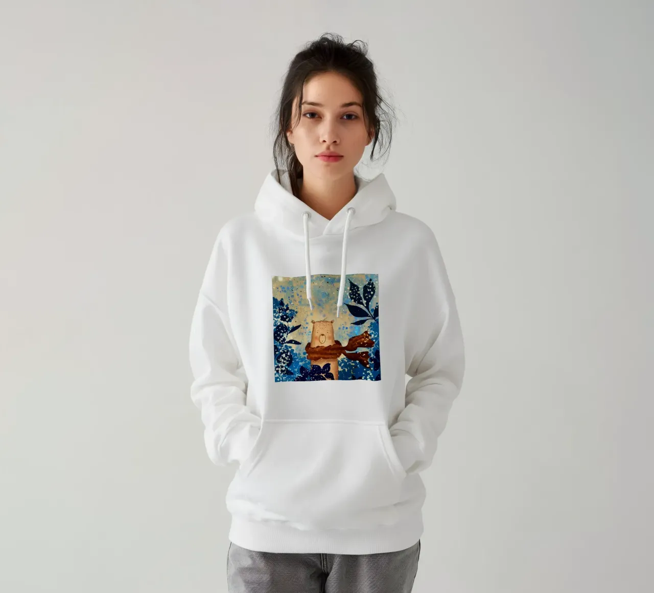 sciarpa con orso felpa con cappuccio da NEW LIFE