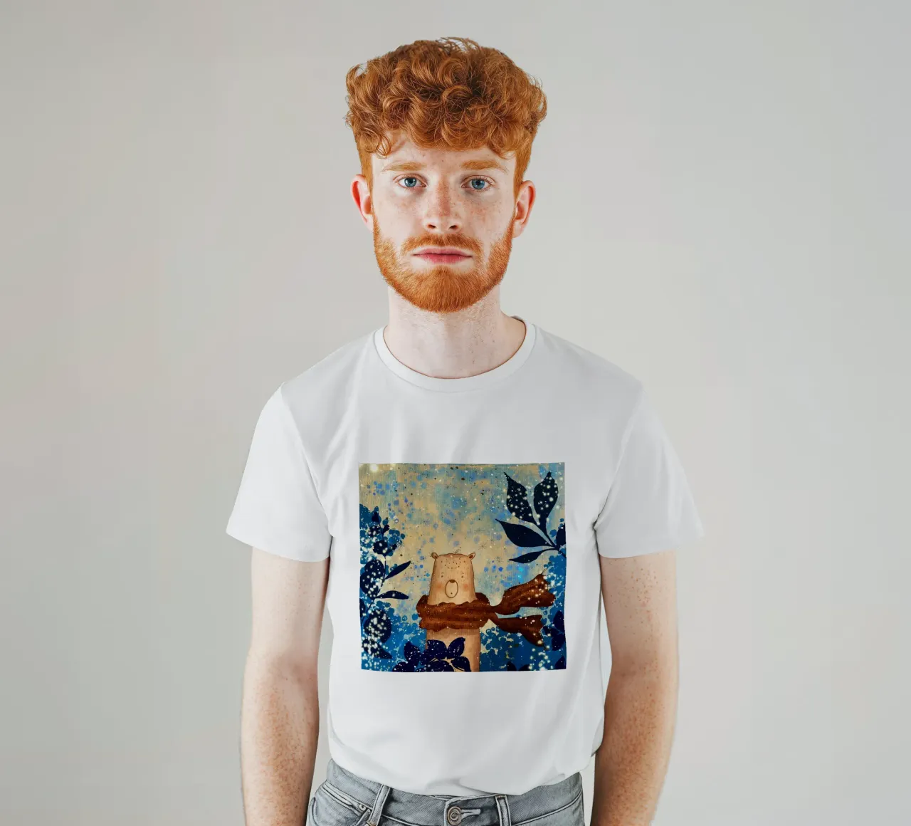 bear scarf t-shirt by NEW LIFE