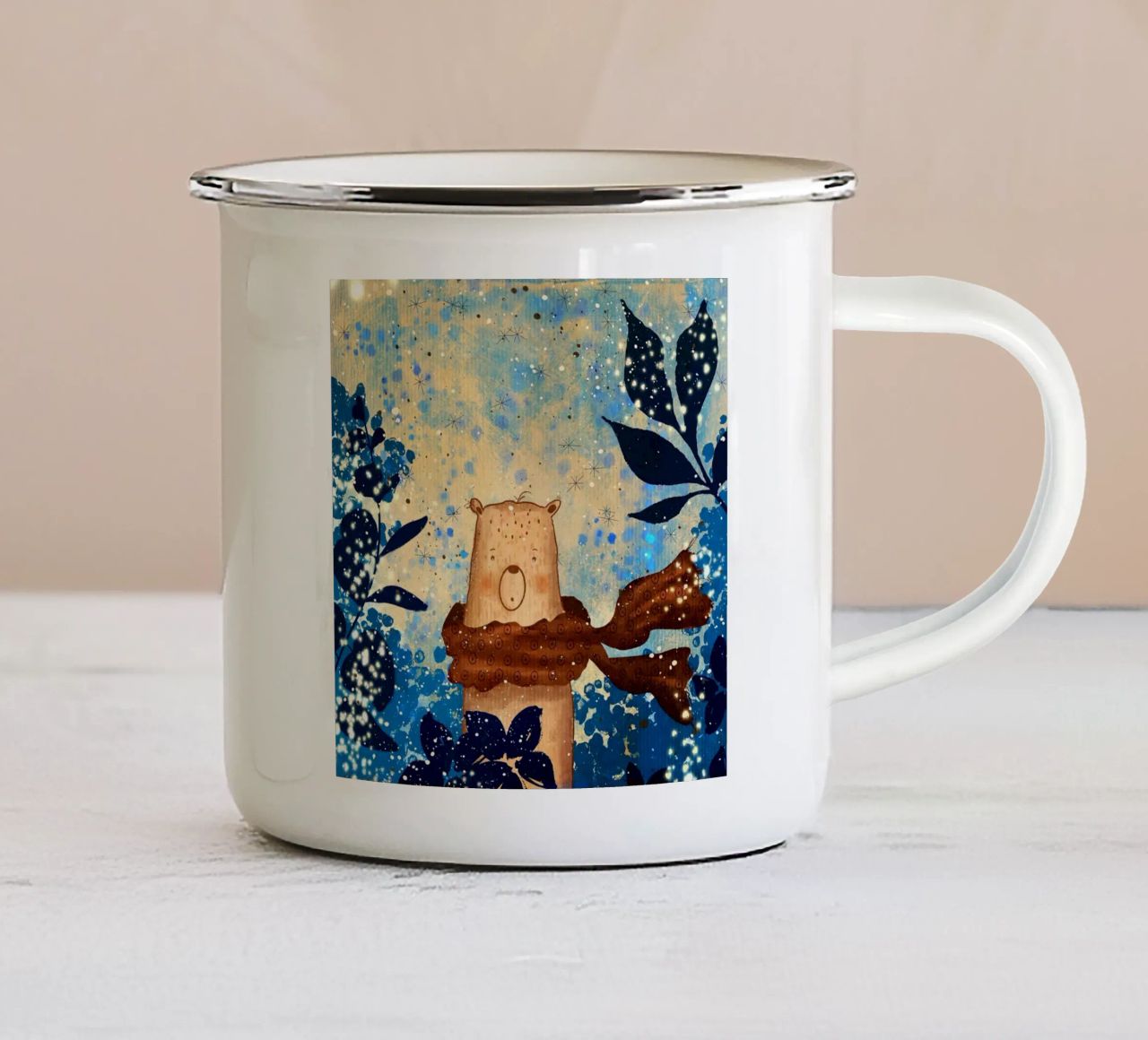 sciarpa con orso tazza in smalto da NEW LIFE