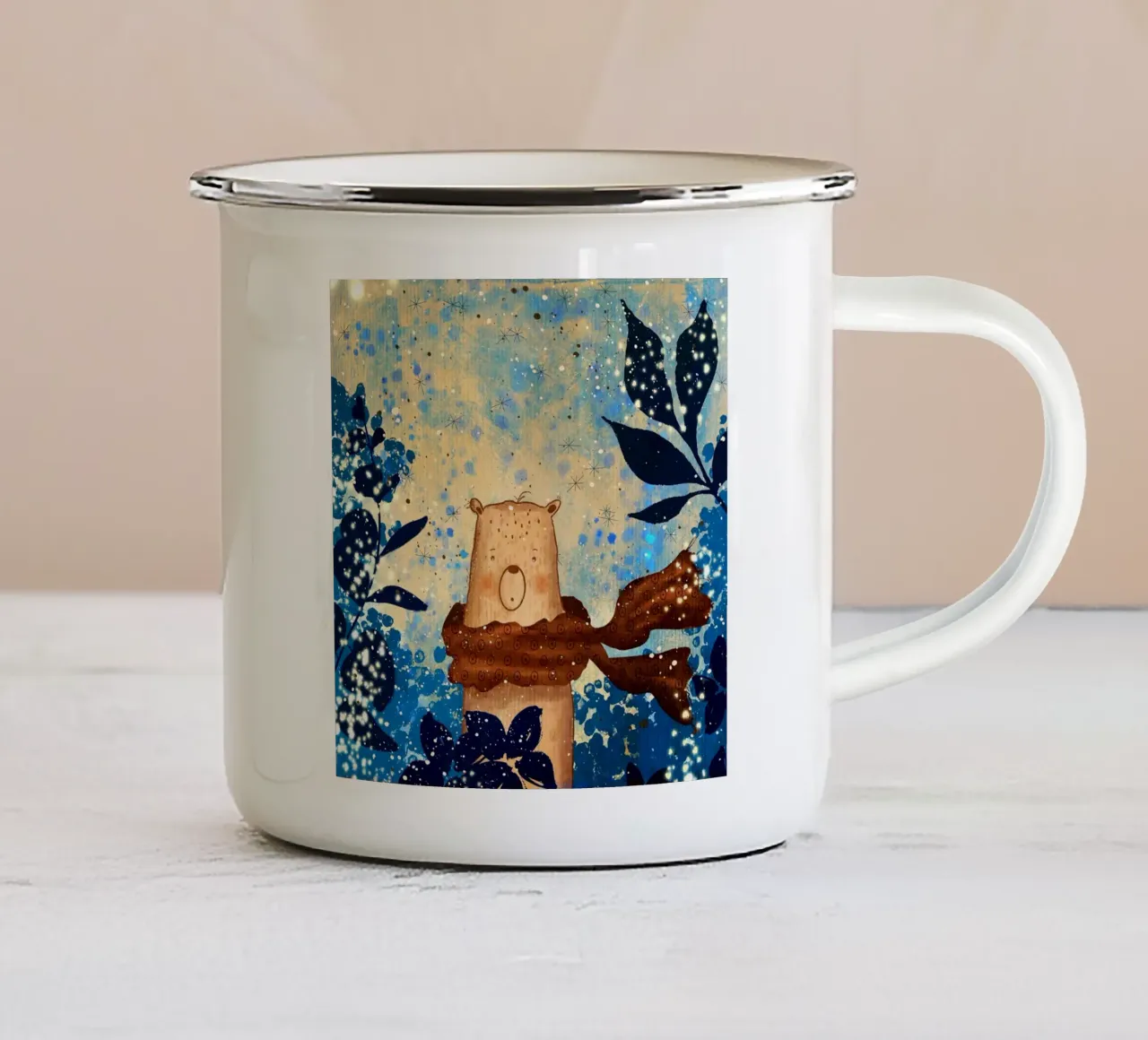 bufanda oso taza de esmalte de NEW LIFE
