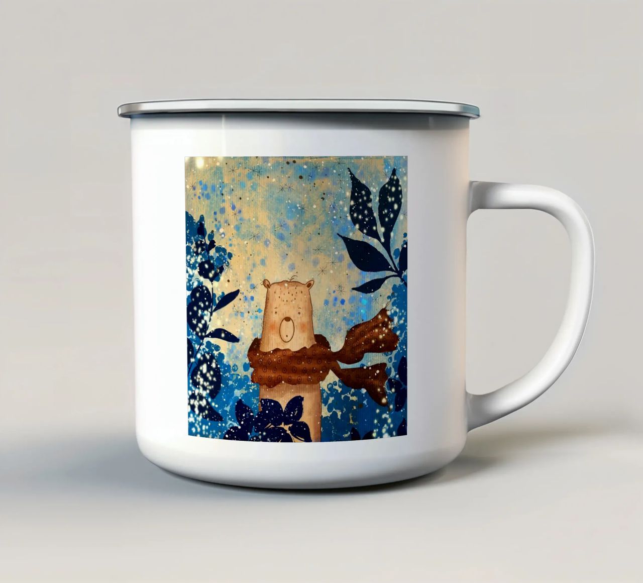 sciarpa con orso tazza in smalto da NEW LIFE
