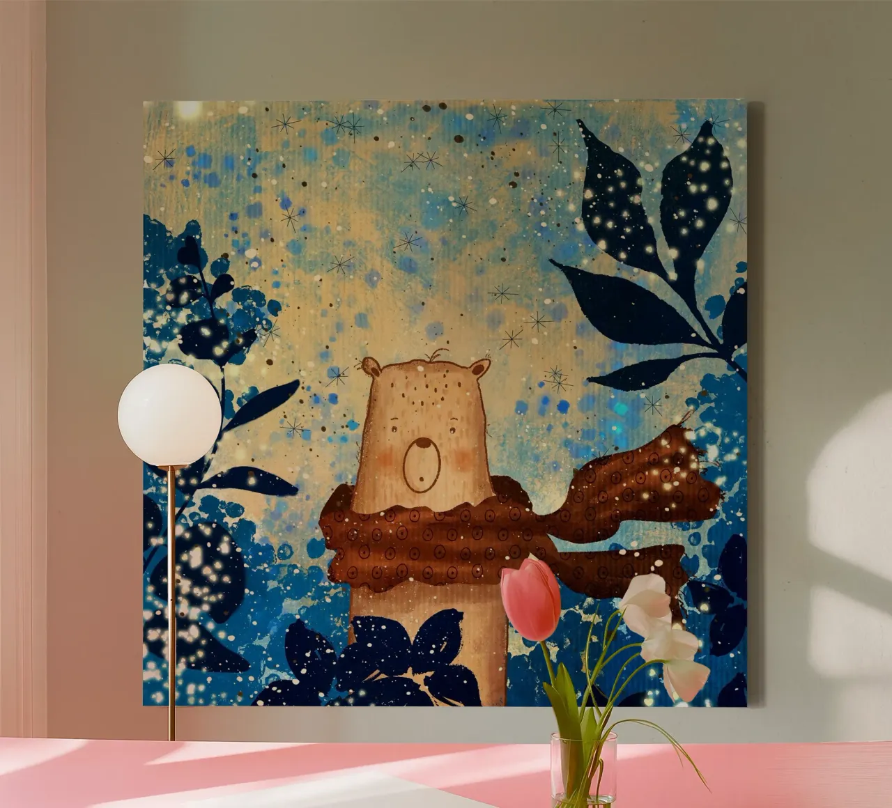 sciarpa con orso tela con Cornice a cassetta da NEW LIFE