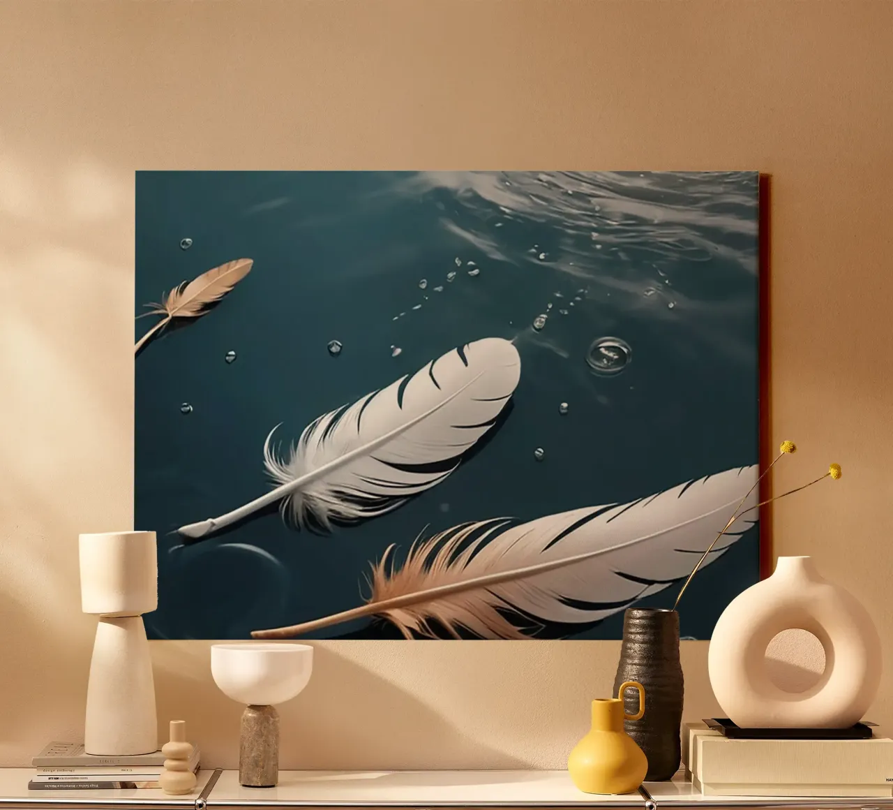 feather floating canvas by NEW LIFE