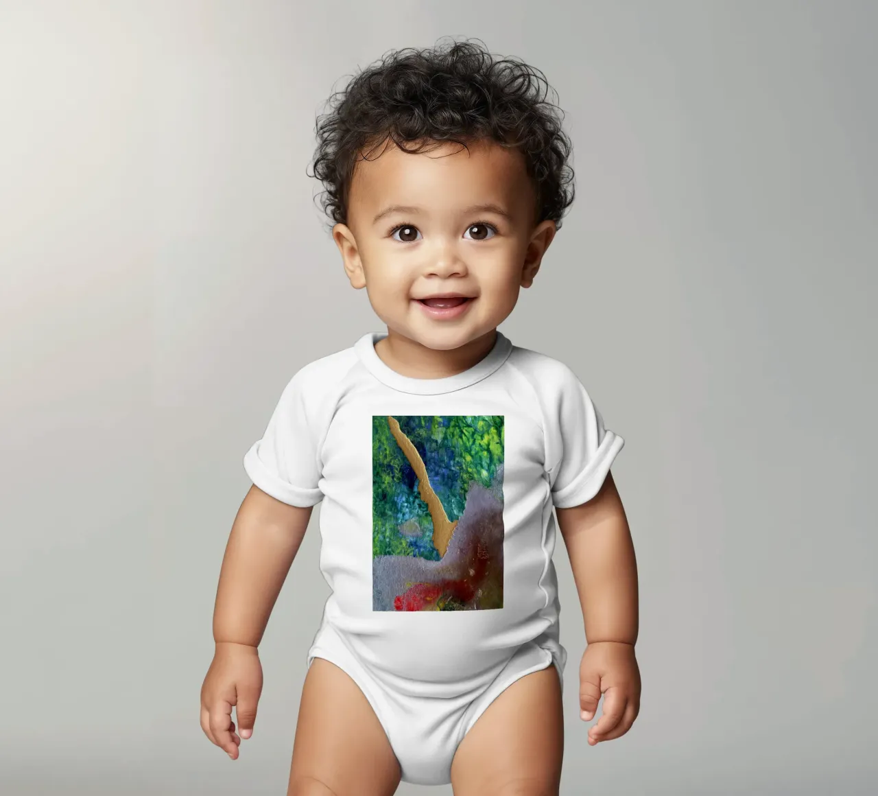 striature d'oro iridescenti body neonato maniche corte da Earthly Visions
