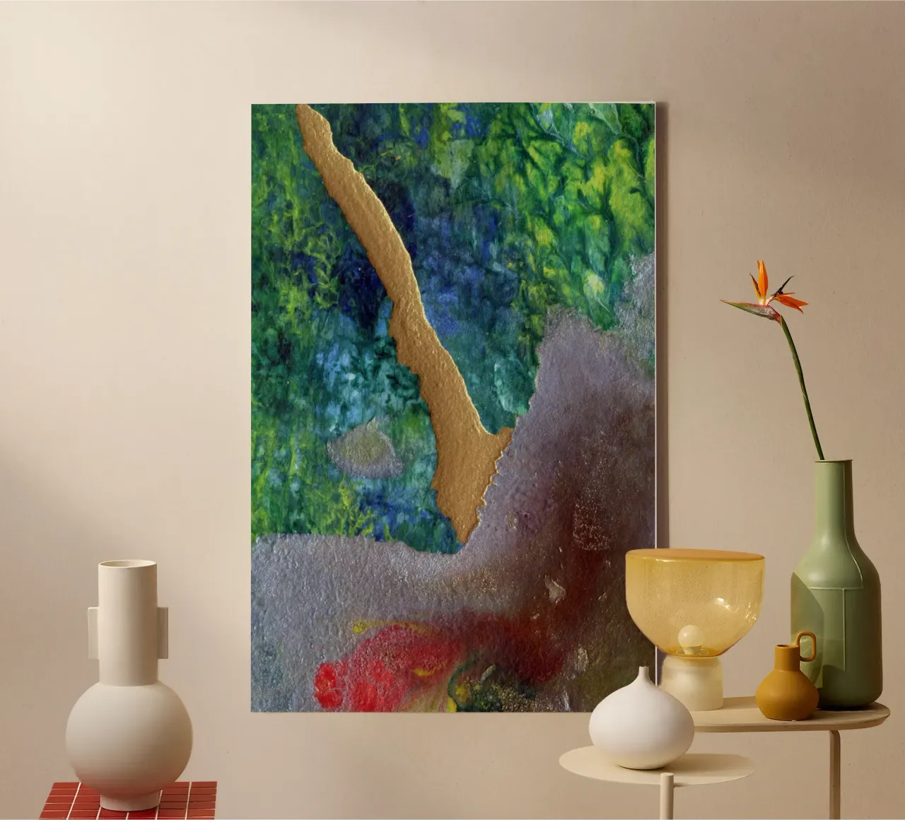 striature d'oro iridescenti tela con Cornice a cassetta da Earthly Visions