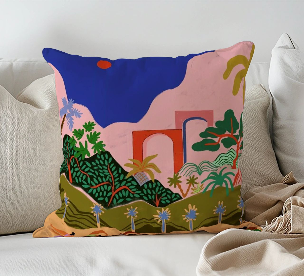 Dancing in Paradise decorative cushion by Arty Guava