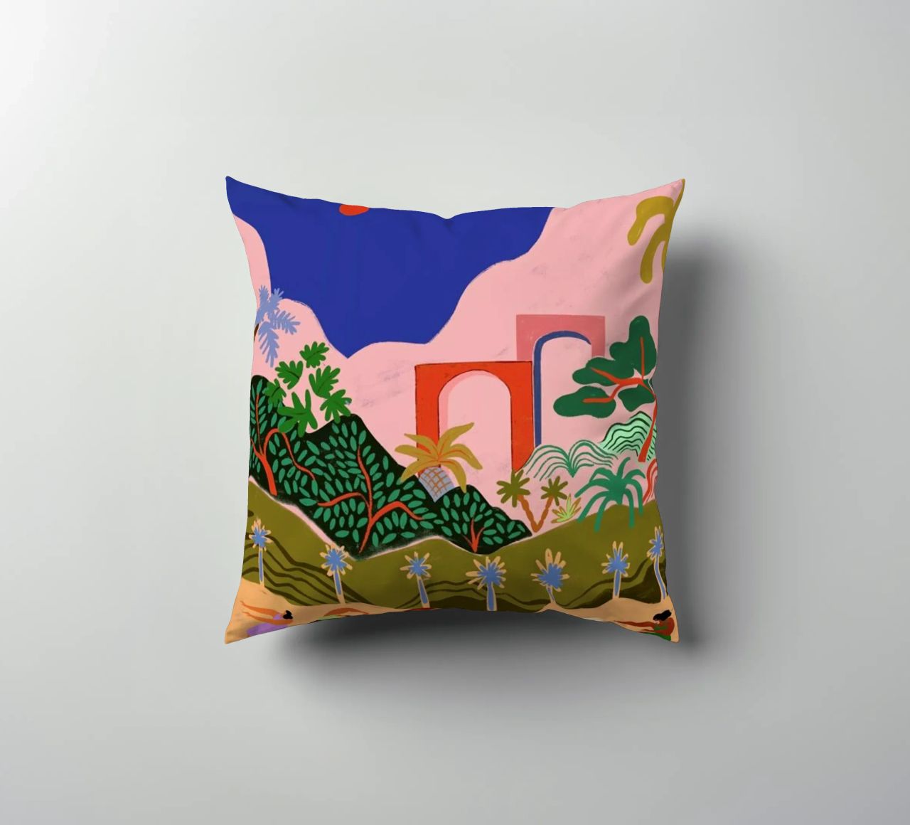 Dancing in Paradise decorative cushion by Arty Guava