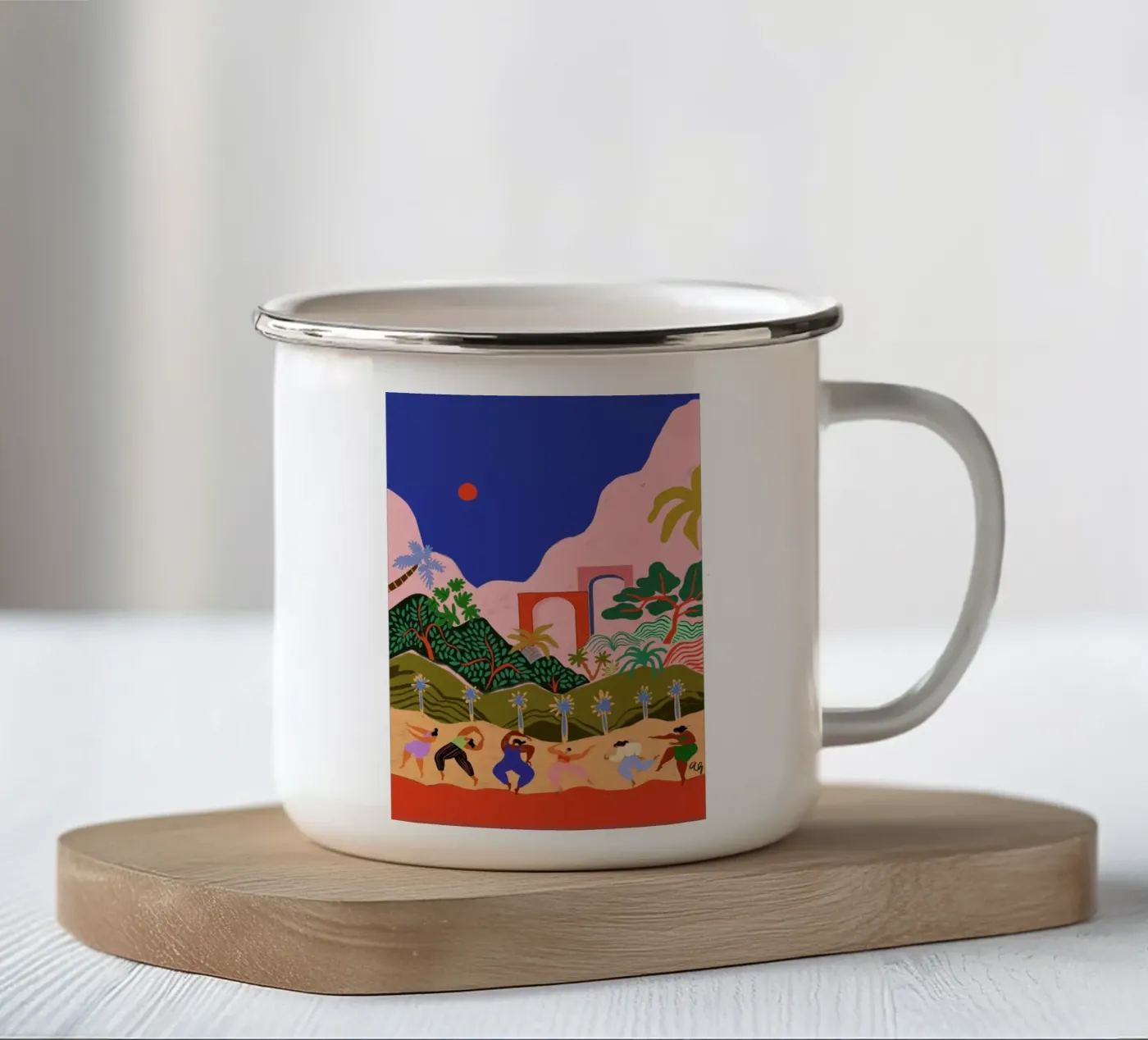 Dancing in Paradise enamel mug by Arty Guava