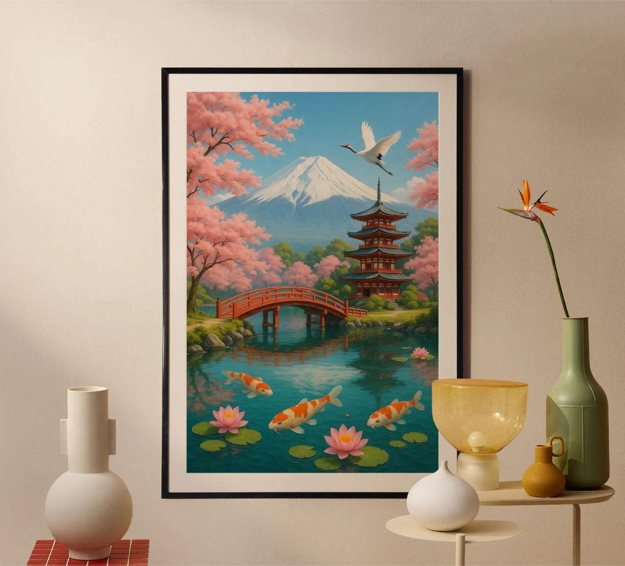 Fuji Mountain Japanese poster de JEFF CREATIVE ART